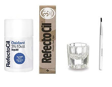 Refectocil Color Kit -Cream Hair Dye, Liquid Oxidant 3% (10 VOL)1.69oz, Mixing Brush and Glass Dappen Dish