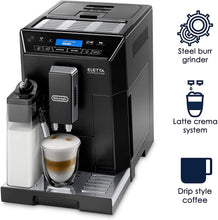 DeLonghi Eletta Black Cappuccino Top Digital Super Automatic Machine with LatteCrema System
