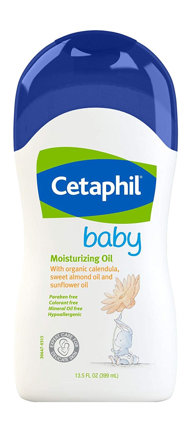 Cetaphil Baby Moisturizing Oil with Organic Calendula, Sweet Almond Oil & Sunflower Oil, 13.5 Ounce