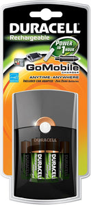 Duracell Go Mobile Charger/Rechargeable/Includes Car Adaptor & 2 AA/ 2 AAA Precharged, Rechargeable Batteries
