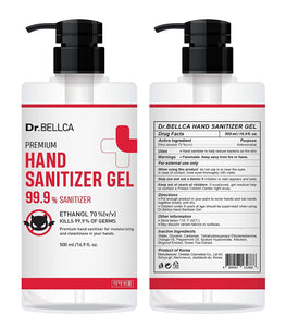 [Pack of 2] [Dr.BELLCA] Premium Hand Sanitizer Gel, Citrus Scent [Ethanol 70%], 500 ml (16.9 fl.oz) - Kills 99.9% of Germs Cleanliness and Moisturizing Your Hands [FDA Registered - NDC#: 70889-800-01]