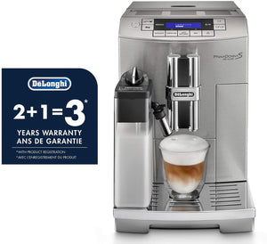 DeLonghi Prima Donna Fully Automatic Espresso Machine with Lattecrema System, Milk Frother and Memory function, Stainless Steel, ECAM28465